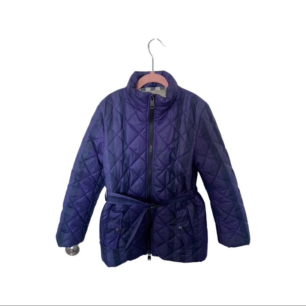 Purple Burberry long belted jacket size 8
